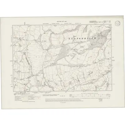 1910 Map of Denbighshire XI.NE, 1948 Print