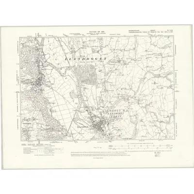 1910 Map of Denbighshire XI.SW, 1915 Print