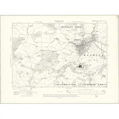 1910 Map of Denbighshire XIII.NE, 1914 Print
