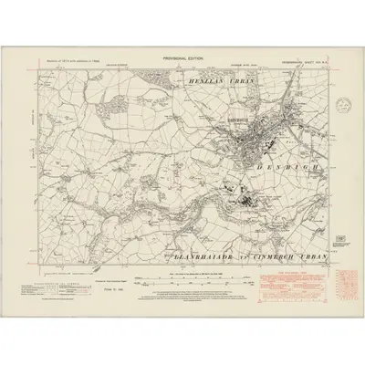 1938 Map of Denbighshire XIII.NE, 1948 Print