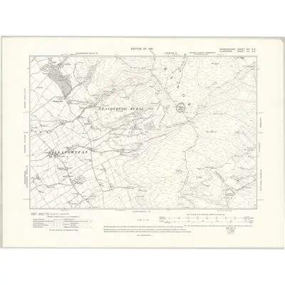 1910 Map of Denbighshire XIV.NE, 1914 Print