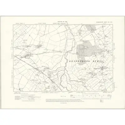 1910 Map of Denbighshire XIV.NW, 1914 Print
