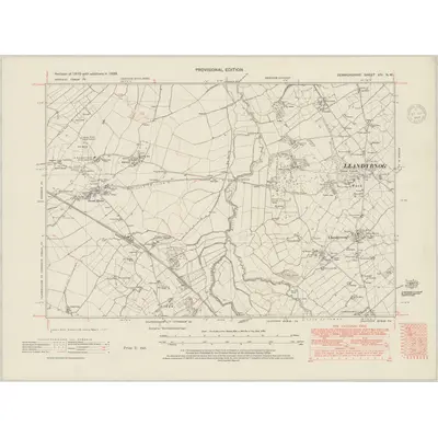 1938 Map of Denbighshire XIV.NW, 1948 Print