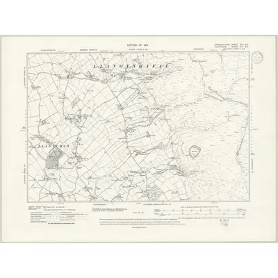 1910 Map of Denbighshire XIV.SE, 1938 Print