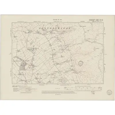 1910 Map of Denbighshire XIV.SE, 1951 Print