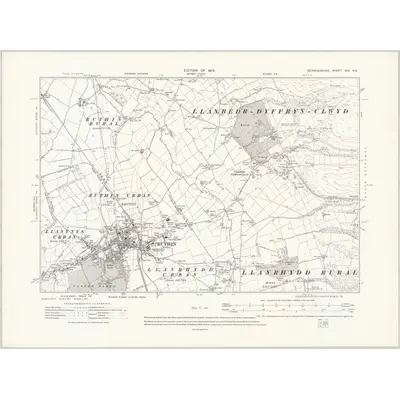 1910 Map of Denbighshire XIX.NE, 1914 Print