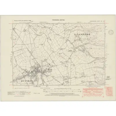 1938 Map of Denbighshire XIX.NE, 1948 Print