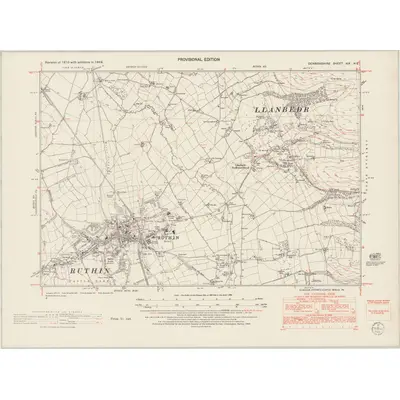 1949 Map of Denbighshire XIX.NE, 1953 Print