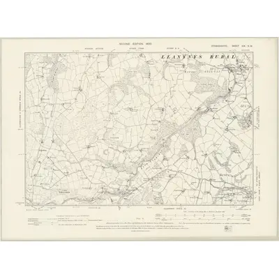 1898 Map of Denbighshire XIX.NW, 1900 Print