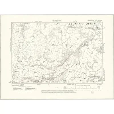 1910 Map of Denbighshire XIX.NW, 1914 Print