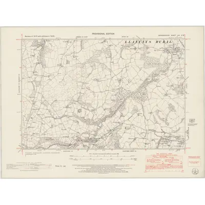 1949 Map of Denbighshire XIX.NW, 1953 Print