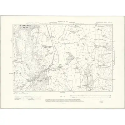 1910 Map of Denbighshire XIX.SE, 1914 Print