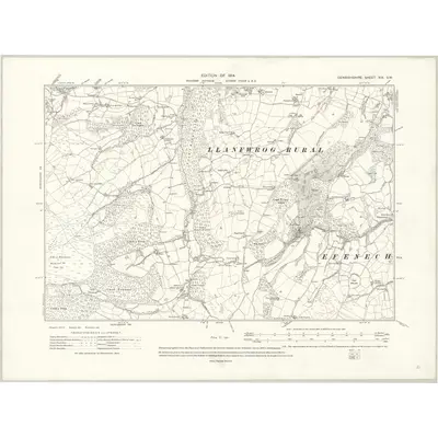 1910 Map of Denbighshire XIX.SW, 1914 Print