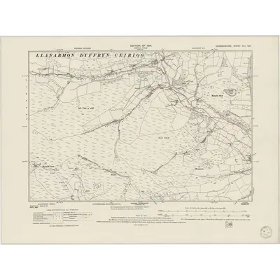 1910 Map of Denbighshire XLI.NE, 1950 Print