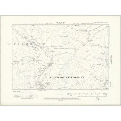1910 Map of Denbighshire XLI.SE, 1914 Print