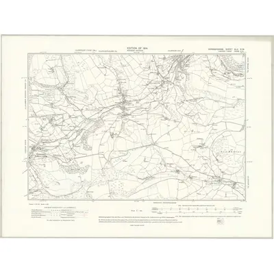 1910 Map of Denbighshire XLII.NW, 1914 Print