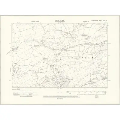 1910 Map of Denbighshire XLII.SW, 1914 Print