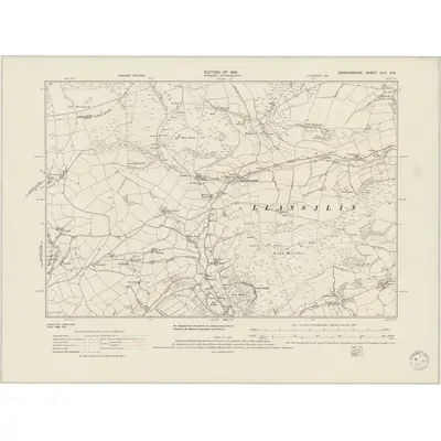 1910 Map of Denbighshire XLII.SW, 1950 Print