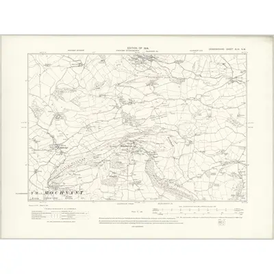 1910 Map of Denbighshire XLIV.NW, 1914 Print