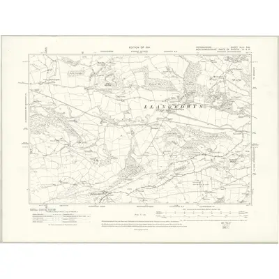 1910 Map of Denbighshire XLIV.SW, 1914 Print