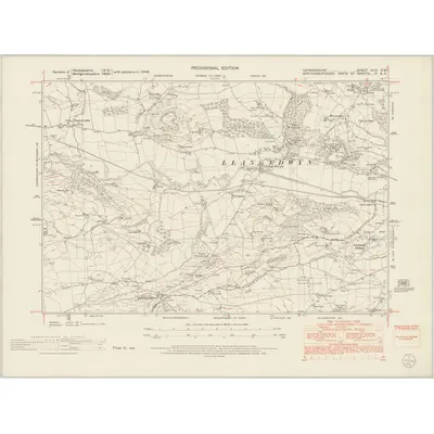 1949 Map of Denbighshire XLIV.SW, 1953 Print