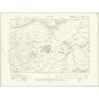 1910 Map of Denbighshire XLVI.NW, 1914 Print