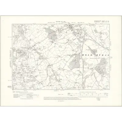 1910 Map of Denbighshire XV.SE, 1914 Print