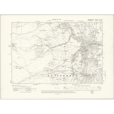 1910 Map of Denbighshire XV.SW, 1914 Print