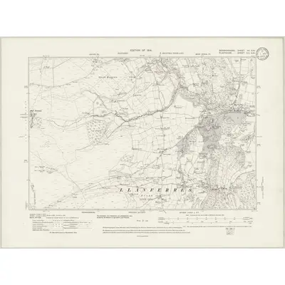 1910 Map of Denbighshire XV.SW, 1933 Print