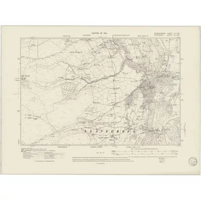1910 Map of Denbighshire XV.SW, 1950 Print
