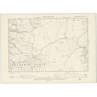 1899 Map of Denbighshire XVI.NE, 1900 Print