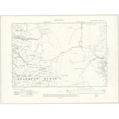 1910 Map of Denbighshire XVI.NE, 1914 Print