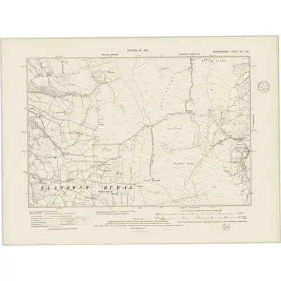 1910 Map of Denbighshire XVI.NE, 1948 Print