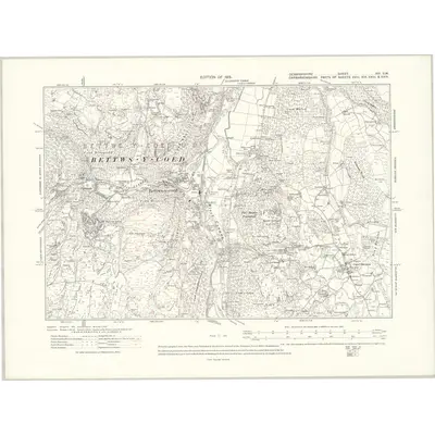 1910 Map of Denbighshire XVI.SW, 1915 Print
