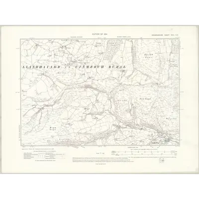 1910 Map of Denbighshire XVIII.NE, 1914 Print