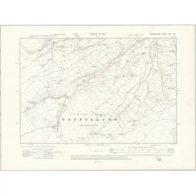 1910 Map of Denbighshire XVIII.SE, 1914 Print