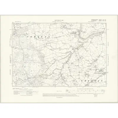 1910 Map of Denbighshire XX.NE, 1914 Print