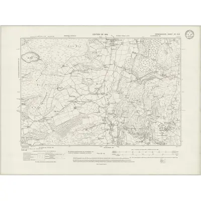 1910 Map of Denbighshire XX.NW, 1933 Print