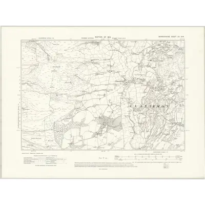 1910 Map of Denbighshire XX.SW, 1914 Print