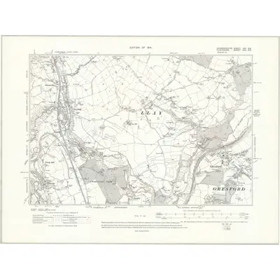 1909 Map of Denbighshire XXI.SE, 1914 Print