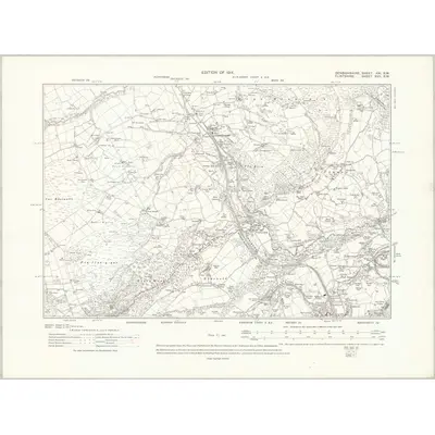 1909 Map of Denbighshire XXI.SW, 1914 Print