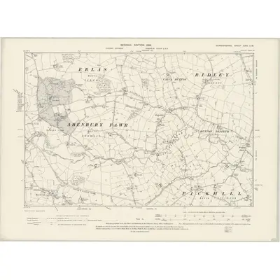1897 Map of Denbighshire XXIX.SW, 1899 Print