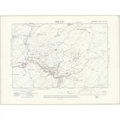 1910 Map of Denbighshire XXV.NW, 1914 Print