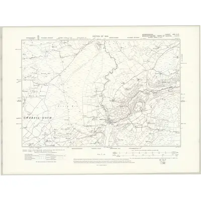 1910 Map of Denbighshire XXV.SE, 1914 Print