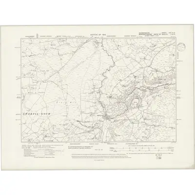 1910 Map of Denbighshire XXV.SE, 1938 Print