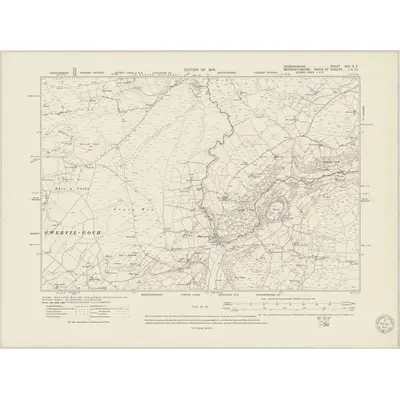 1910 Map of Denbighshire XXV.SE, 1951 Print