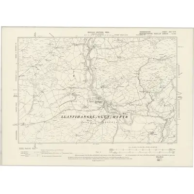 1899 Map of Denbighshire XXV.SW, 1900 Print