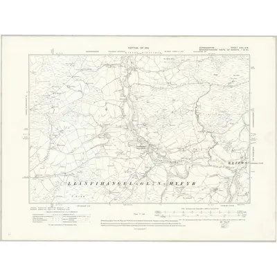 1910 Map of Denbighshire XXV.SW, 1914 Print