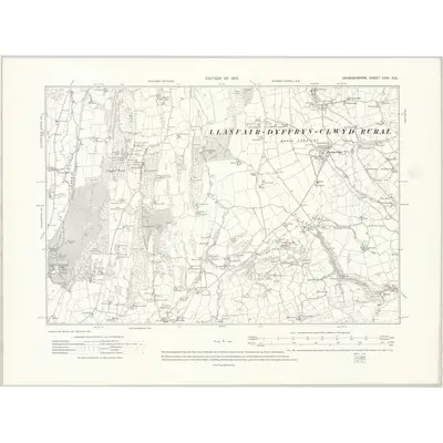 1910 Map of Denbighshire XXVI.NE, 1914 Print