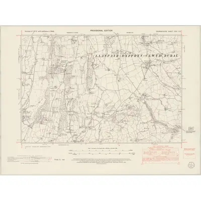 1949 Map of Denbighshire XXVI.NE, 1953 Print